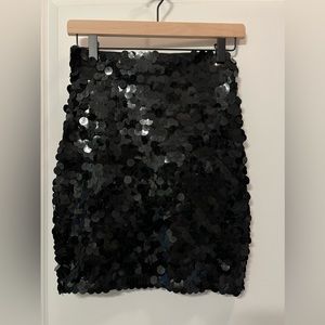 Black sequin body-con skirt